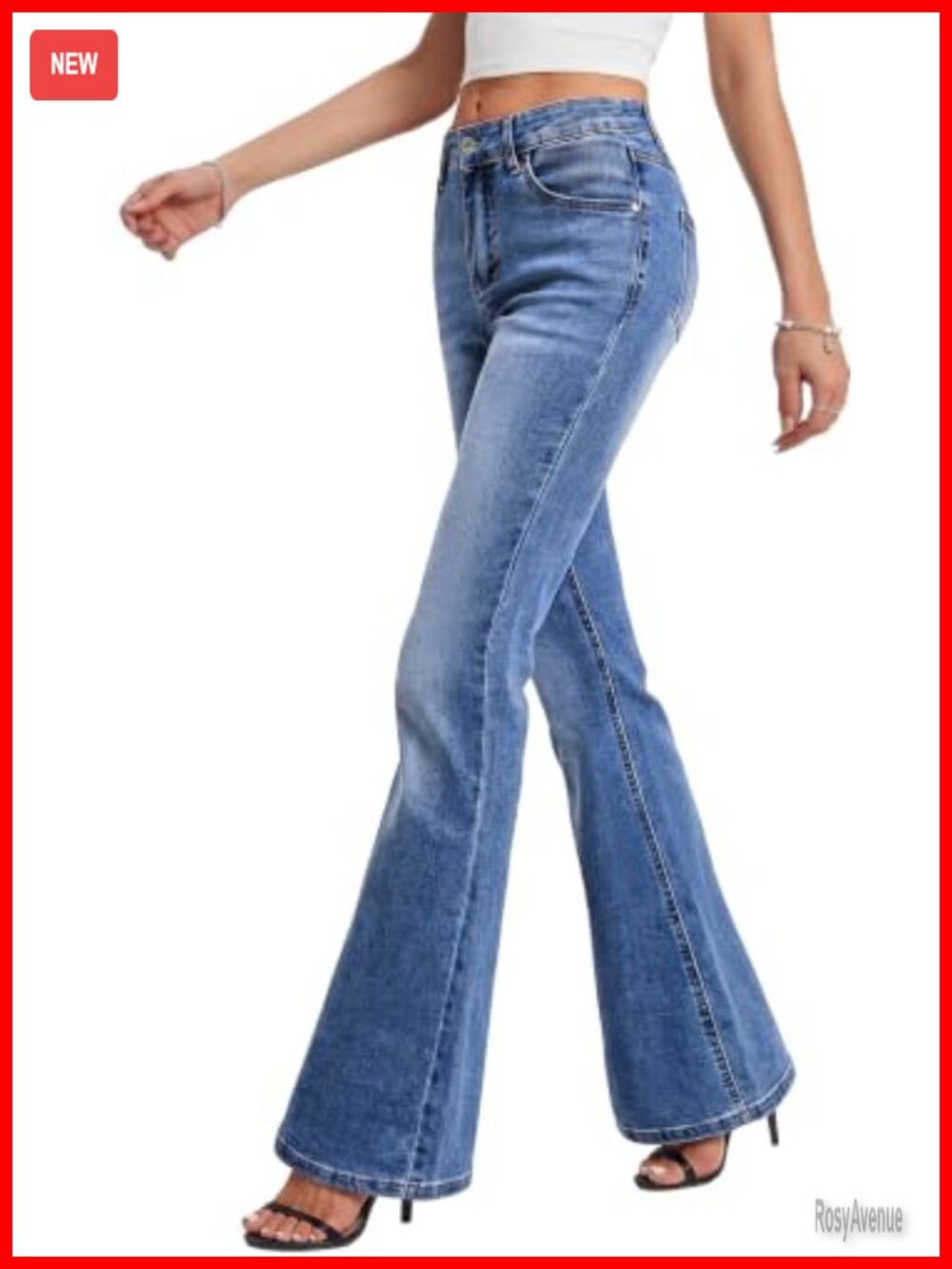 Women's Low Rise Stretch Flare Jeans Bell Bottom Boot Cut Denim Pants